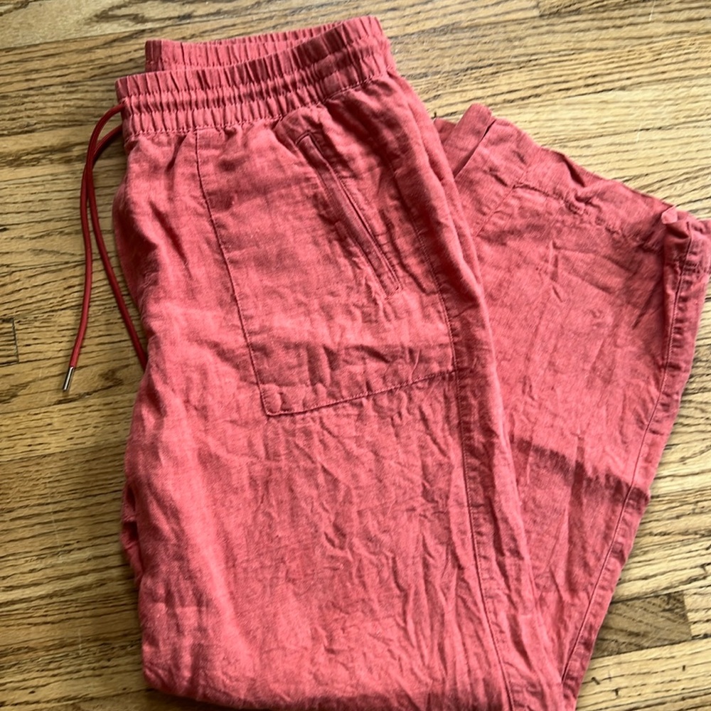 Athleta Linen Mid-Rise Wide Leg Pant, size 14